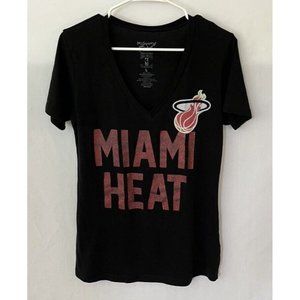 Miami Heat Woman’s V-neck Shirt Size Large Mighty Fine Hardwood Classics Shirt